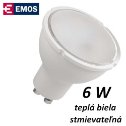 LED iarovka EMOS Premium spot 6W TEPL BIELA stmievaten, GU10 (ZL4301)