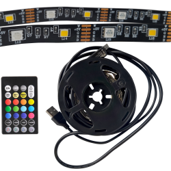 TV LED psik RGBW 2x1m s diakovm ovldanm, funkcia hudby, USB 5V