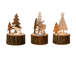 Svietnik dreven� na �ajov� svie�ku s viano�n�m mot�vom (1 kus)