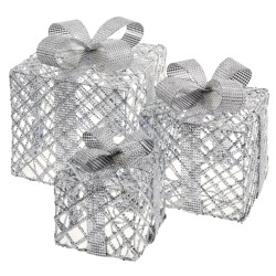 Dar�eky svietiace LED, 3 ve�kosti, vn�torn�, studen� biela, �asova� (DCFC10)